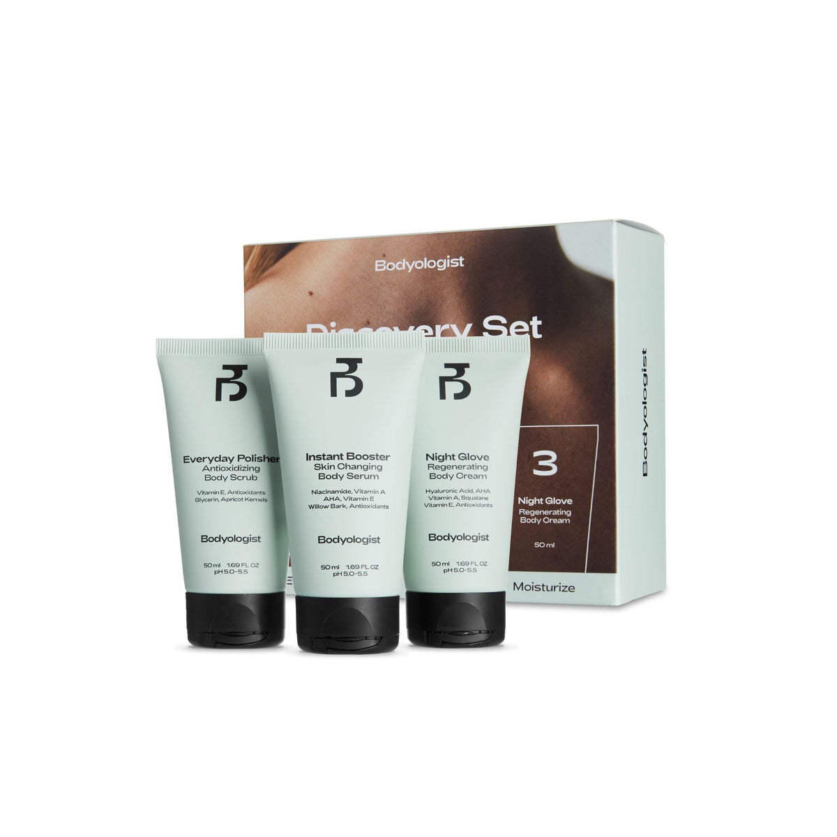 Discovery Set de Bodyologist: kit 3 pasos exfoliante, serum y crema ...